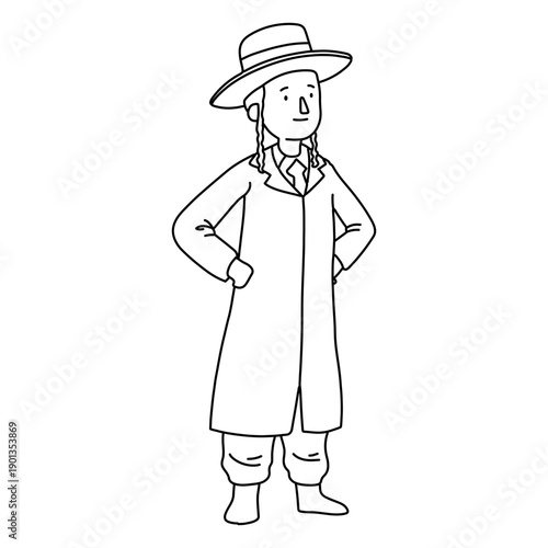 Boy jewish coat hat stroke