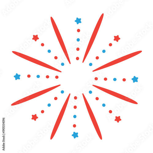 Firework salute ray star beam badge sticker