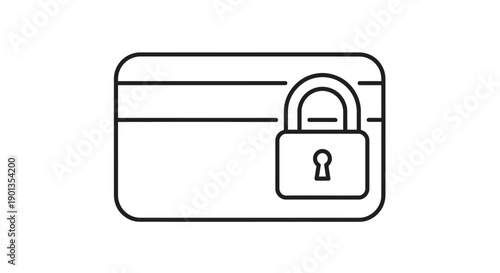 Simple line art icon illustrating a secured payment method represented by a credit card overlayed with a closed padlock symbol.