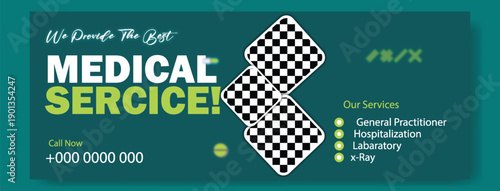 Digital Health Care Marketing Banner Template. Hospital & Clinic Advertising Design Concept. Clean Medical Service Promotional Poster. Healthcare Website Hero Banner Design.	
