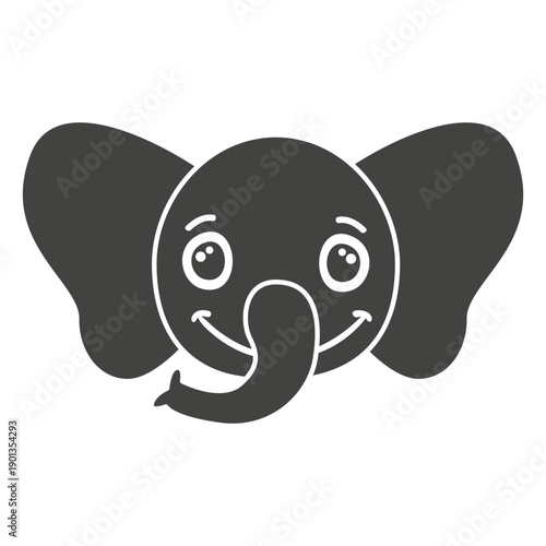 Elephant joyful head muzzle flat