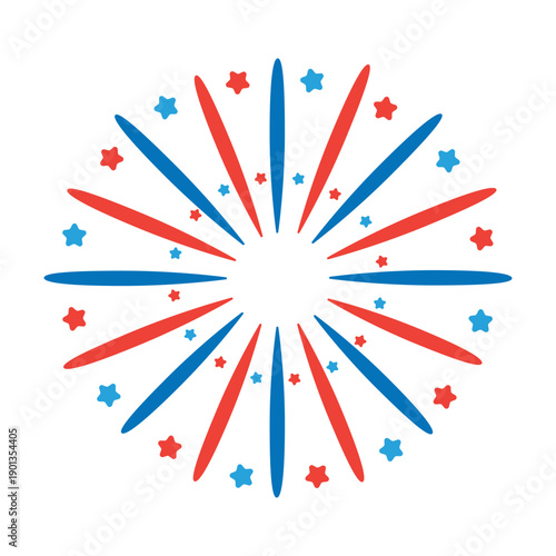 Firework ray salute beam star badge sticker