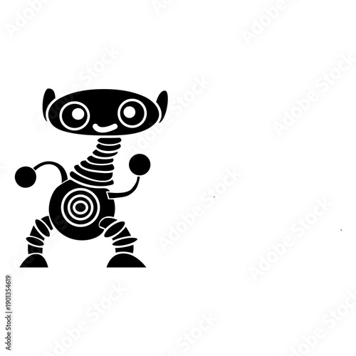 Cute slinky robot cut out black