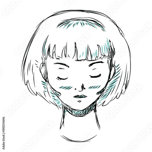 Woman face hair bob cut illustration