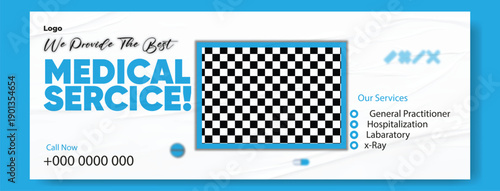 Digital Health Care Marketing Banner Template. Hospital & Clinic Advertising Design Concept. Clean Medical Service Promotional Poster. Healthcare Website Hero Banner Design.	
