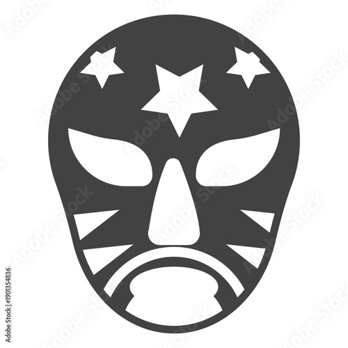 Luchador mask star detailed silhouette