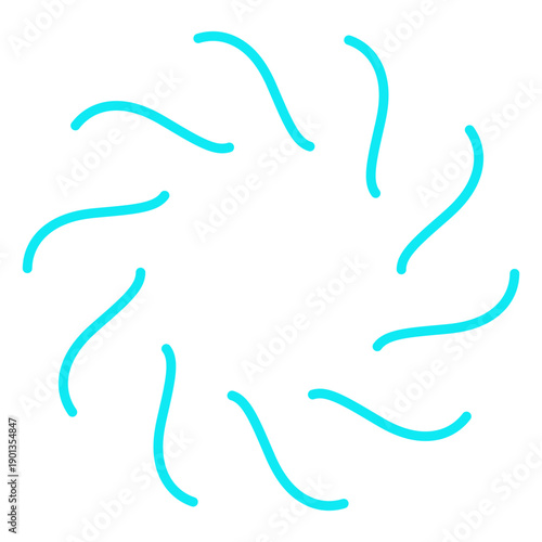 Turquoise 1 ring wavy firework sparks stroke