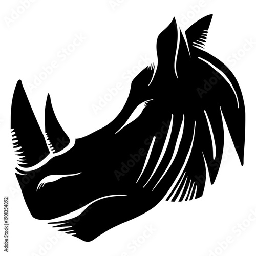 Rhinoceros rhino horn tattoo detailed silhouette