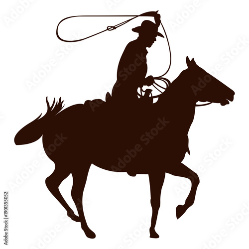 Cowboy horseback lasso silhouette