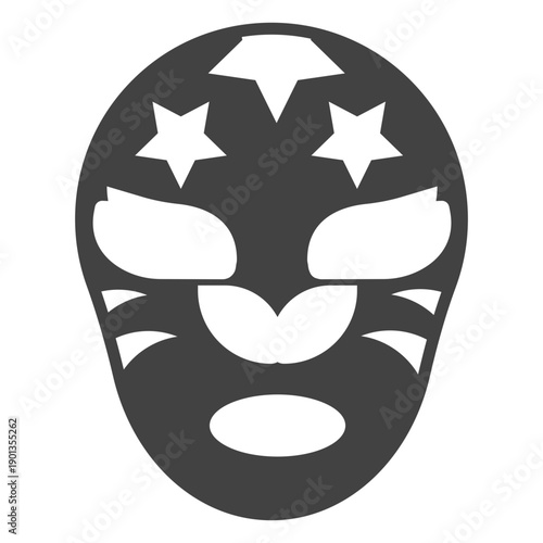 Mask luchador star detailed silhouette