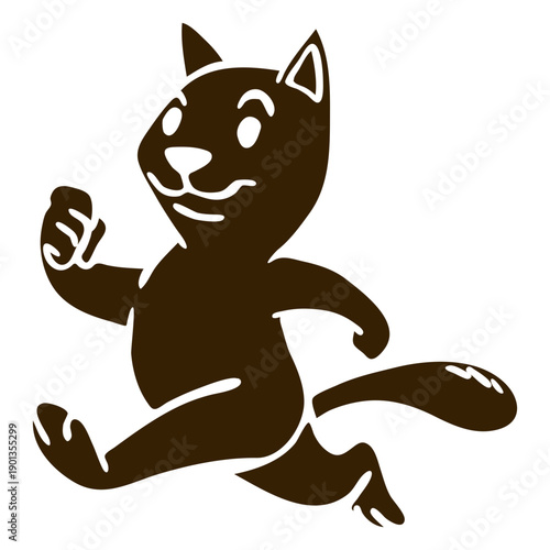 Cat running detailed silhouette