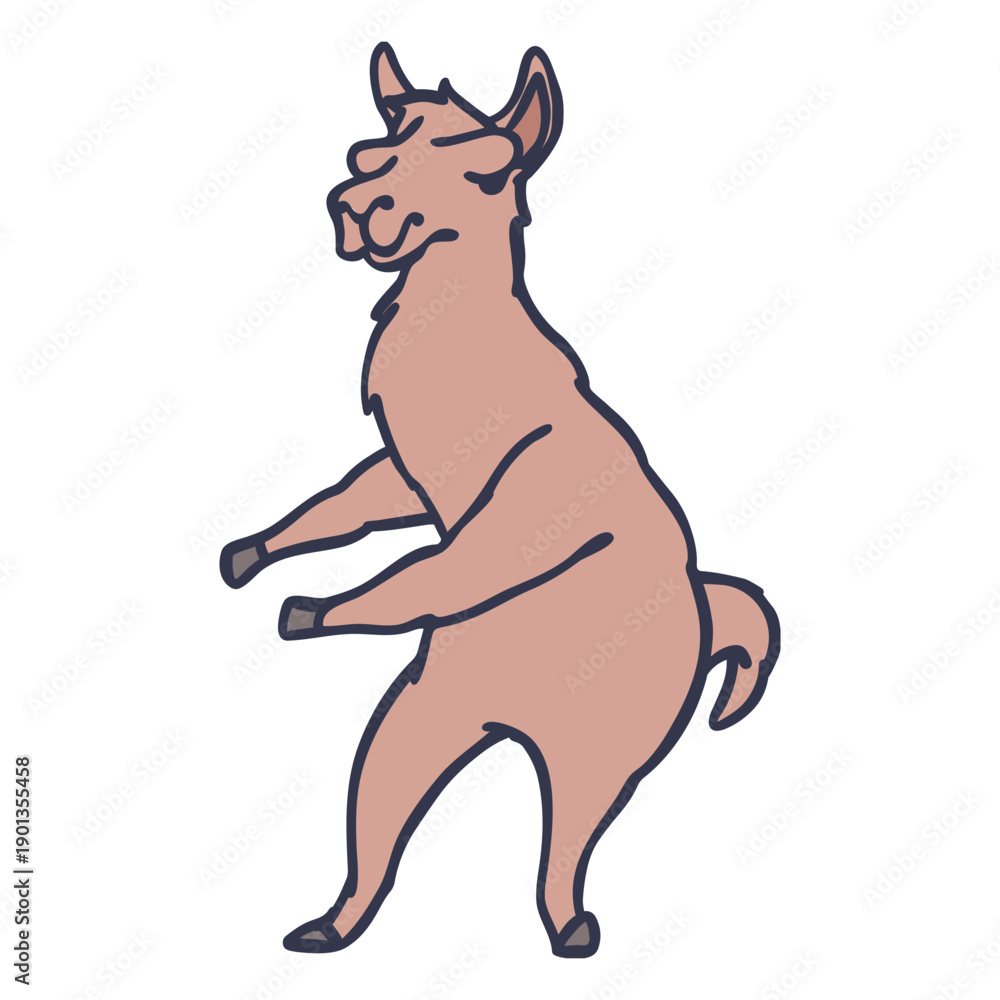Fototapeta premium Llama dancing dance stroke flat