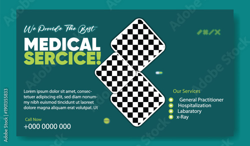 Digital Health Care Marketing Banner Template. Hospital & Clinic Advertising Design Concept. Clean Medical Service Promotional Poster. Healthcare Website Hero Banner Design.	
