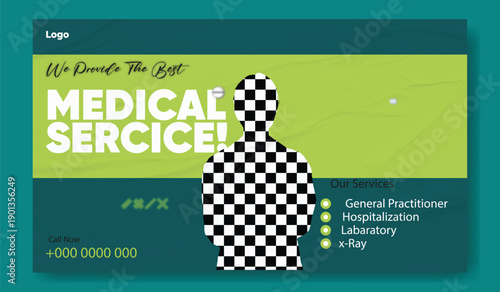 Digital Health Care Marketing Banner Template. Hospital & Clinic Advertising Design Concept. Clean Medical Service Promotional Poster. Healthcare Website Hero Banner Design.	
