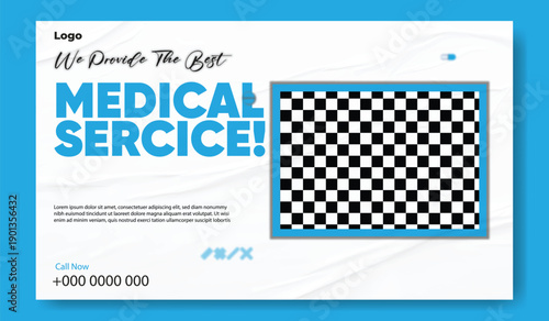 Digital Health Care Marketing Banner Template. Hospital & Clinic Advertising Design Concept. Clean Medical Service Promotional Poster. Healthcare Website Hero Banner Design.	
