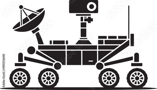 Mars rover exploration vehicle on transparent background