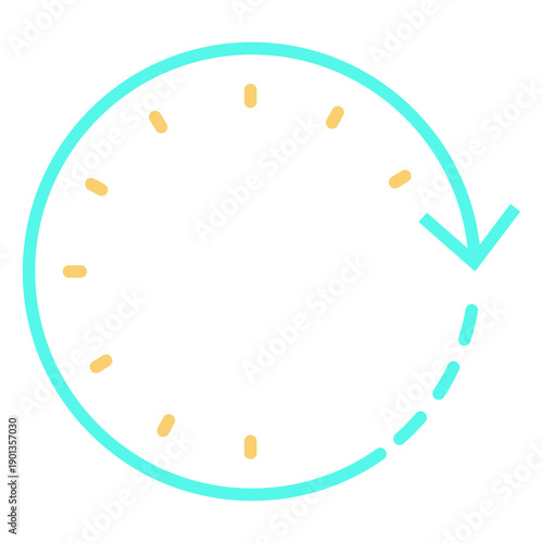 Time circular arrow clock stroke cyan orange