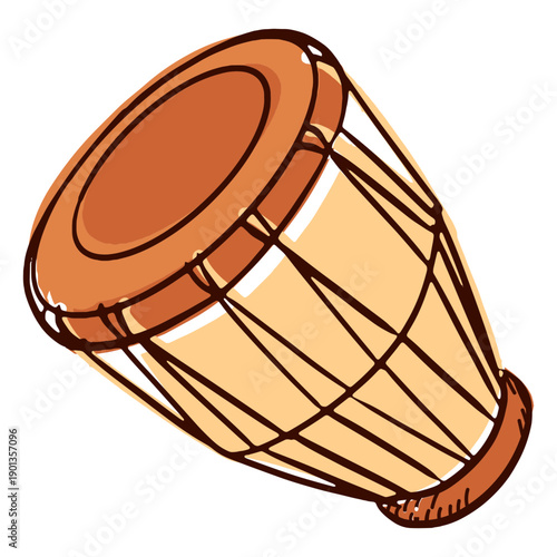 Indian musical instrument pongo tilted hand drawn