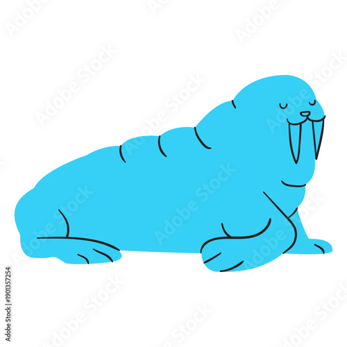 Flat blue walrus resting