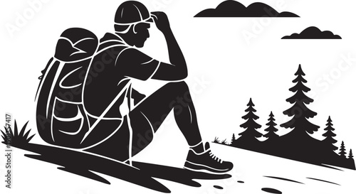 Hiking Adventure Silhouette Art