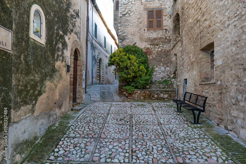 Wallpaper Mural A street among the old houses of Trevi, a medieval village in the Umbria region, Italy. Torontodigital.ca