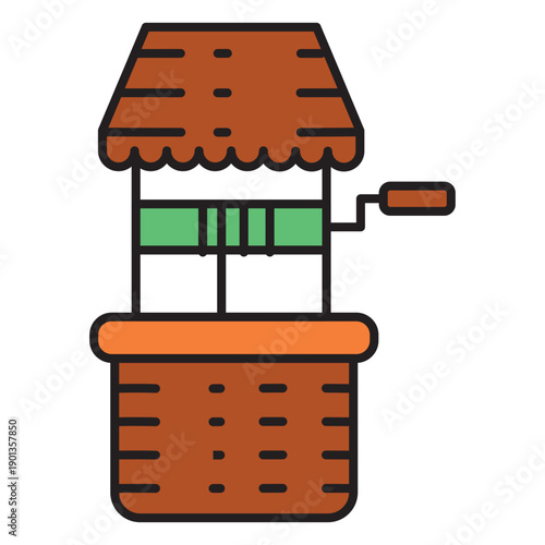 Farm water well colored icon