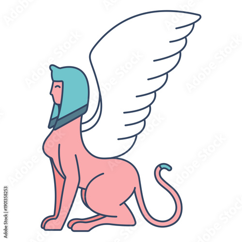 Monster sphinx egyptian flat