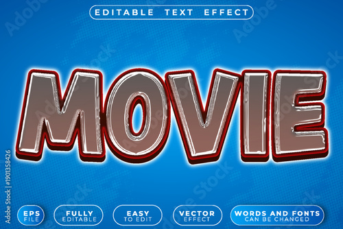 Movie Film Cinema Screen Actor Entertainment Vector Fully Editable Smart Object Text Effect