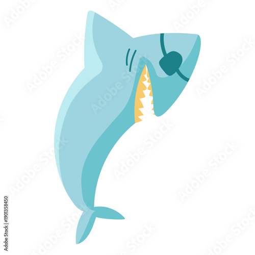 Blue shark pirate eye patch flat icon