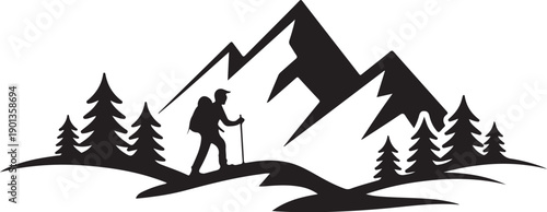 Hiking Adventure Silhouette Art