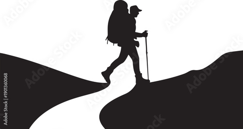 Hiking Adventure Silhouette Art