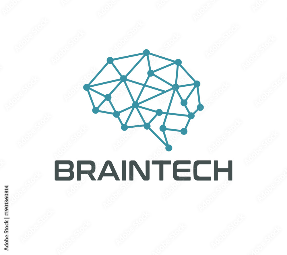 Fototapeta premium Brain network logo, Abstract artificial intelligence brain logo, Abstract brain network logo for artificial intelligence neural technology and digital healthcare app