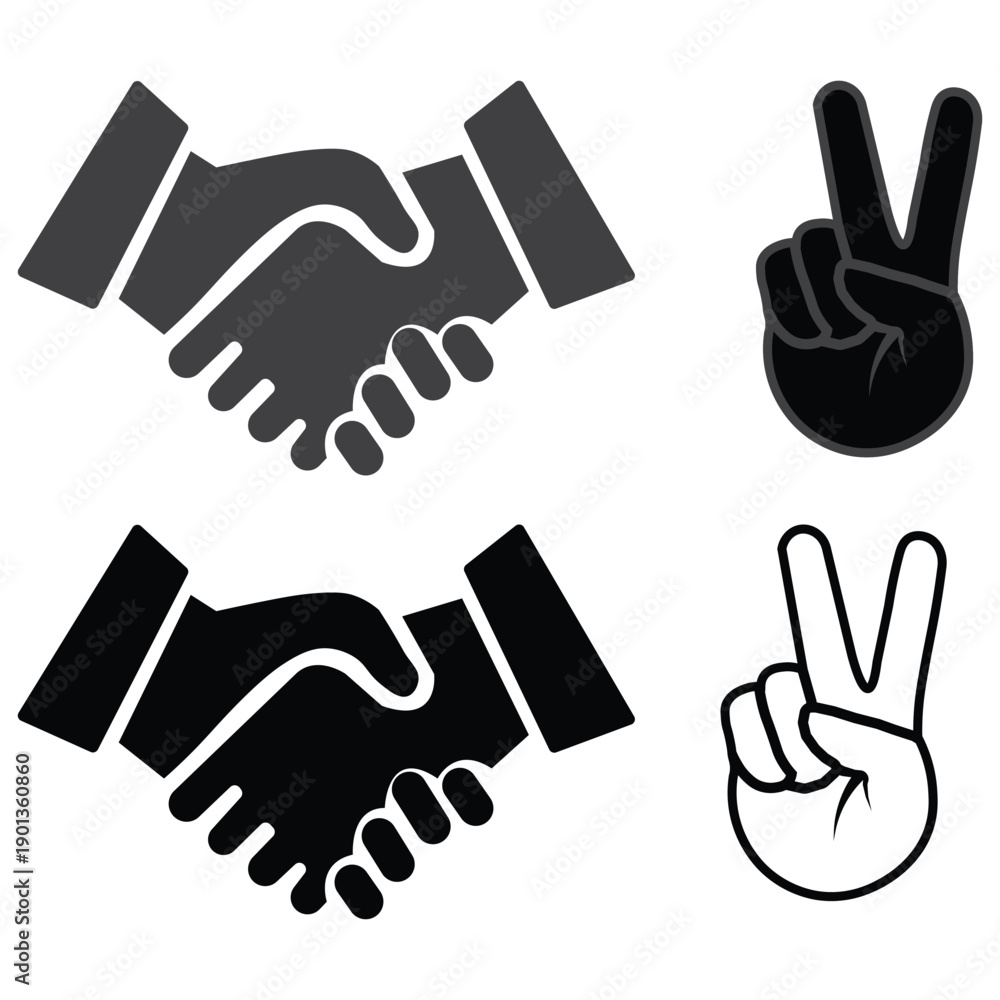 Obraz premium Handshake Agreement and Partnership Vector IconsHandshake Agreement and Partnership Vector Icons