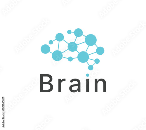 Brain network logo, Abstract artificial intelligence brain logo, Abstract brain network logo for artificial intelligence neural technology and digital healthcare. 