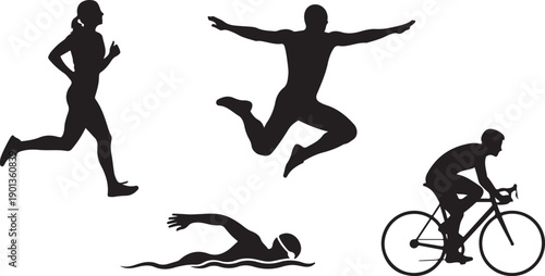 Four athletes participating in different sports activities