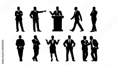 Corporate Leadership Executive Silhouette Authority Pose Pack
