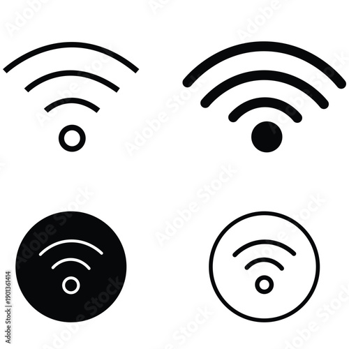 WiFi Signal and Network Vector Icon SetWiFi Signal and Network Vector Icon Set