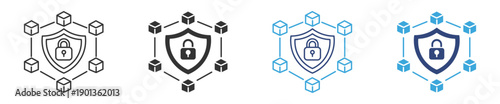 Blockchain Security Icon Set. Data Protection and Secure Network Symbols. Vector Illustration