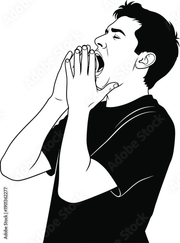 man yawning vector Illustration 