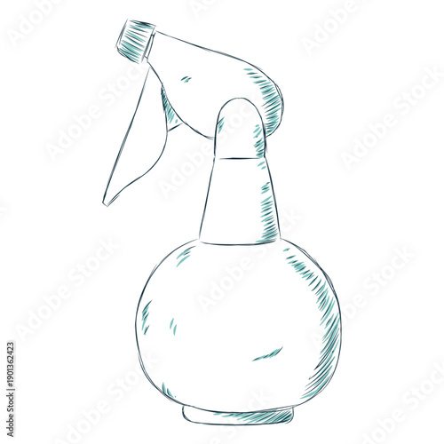 Hairdressing spray bottle hand drawn