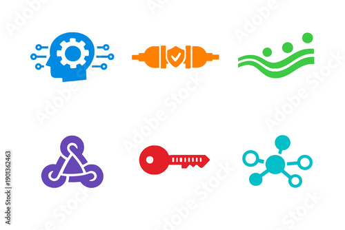 Identity intelligence automation icon set with six single-color vector icons. Ideal for trust platforms, API services, dashboards, and modern UI design.