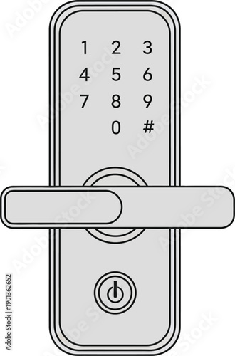 Digital door lock vector illustration, modern keypad access control