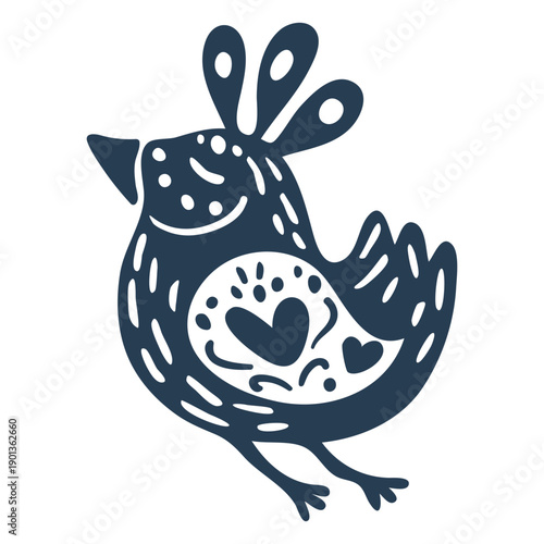 Scandinavian cute bird blue