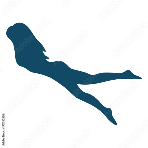 Side view underwater girl silhouette