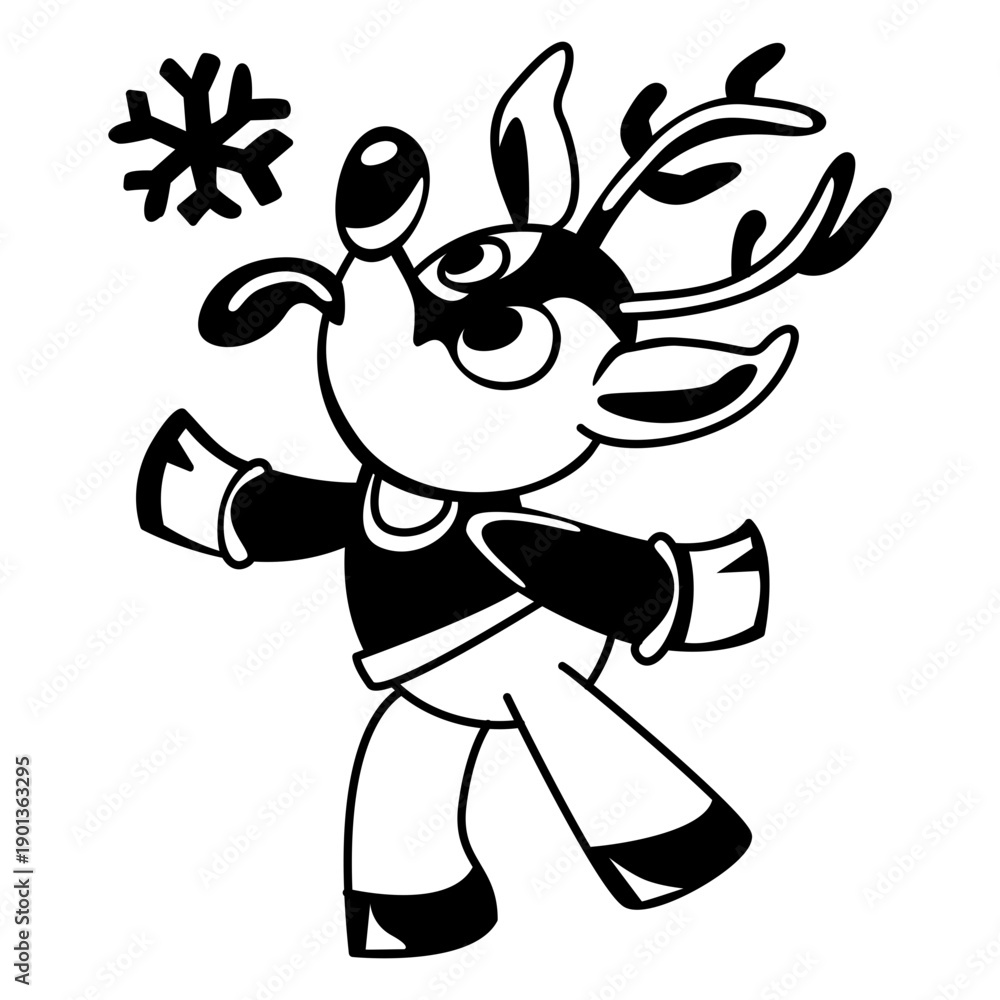 Fototapeta premium Deer snowflake stroke