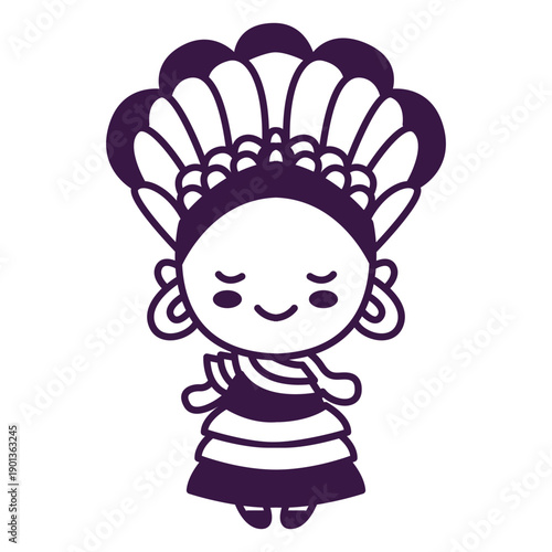 Cute woman with headdress stroke