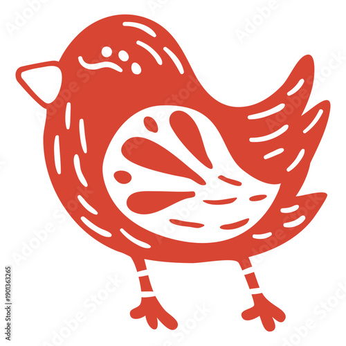 Cute scandinavian bird orange