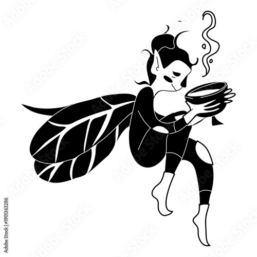 Fairy holding cup cute