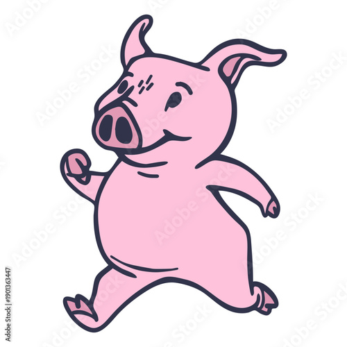Pig running cartoon
