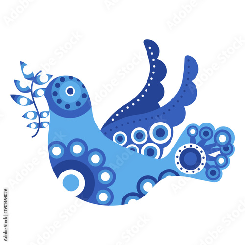 Ornamented dove pacifist symbol